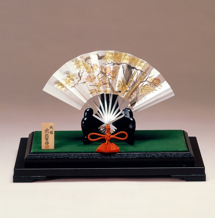 武比古 純銀 扇 松竹梅 7号 | 銀製品,純銀製置物,扇 | 森銀器製作所