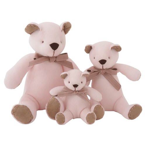 高級カシミヤ製テディベア。上品な淡いピンク色のローズ・パパベア