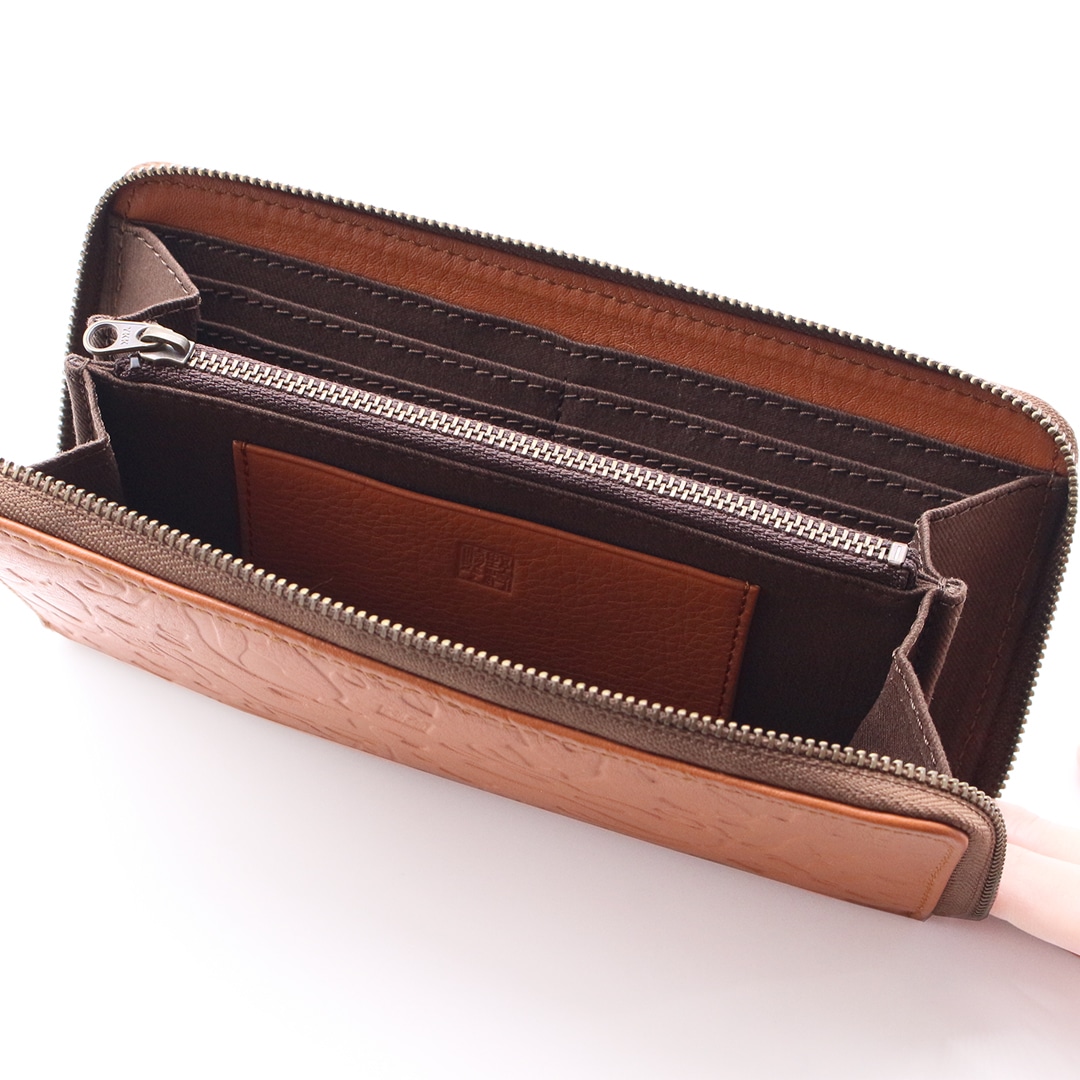 野村修平/ナダヤ】猫 ラウンドファスナー長財布 本革[nom-58202]