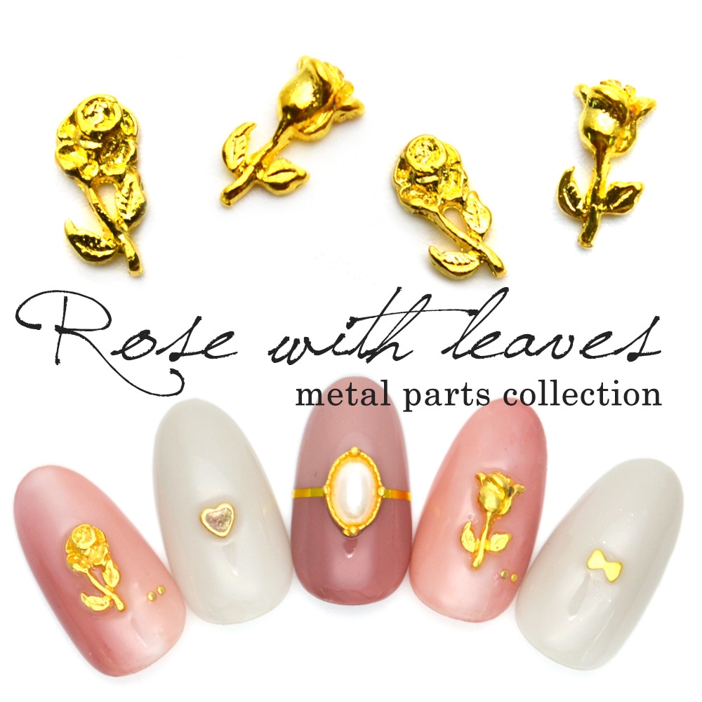 ネコポス 送料無料】ローズ メタルパーツ / 2Type (ゴールド) 各5個