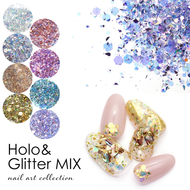 ネコポス送料無料】 ネイルアート ホロ&ラメMIXパウダー 約1.5g 全8種