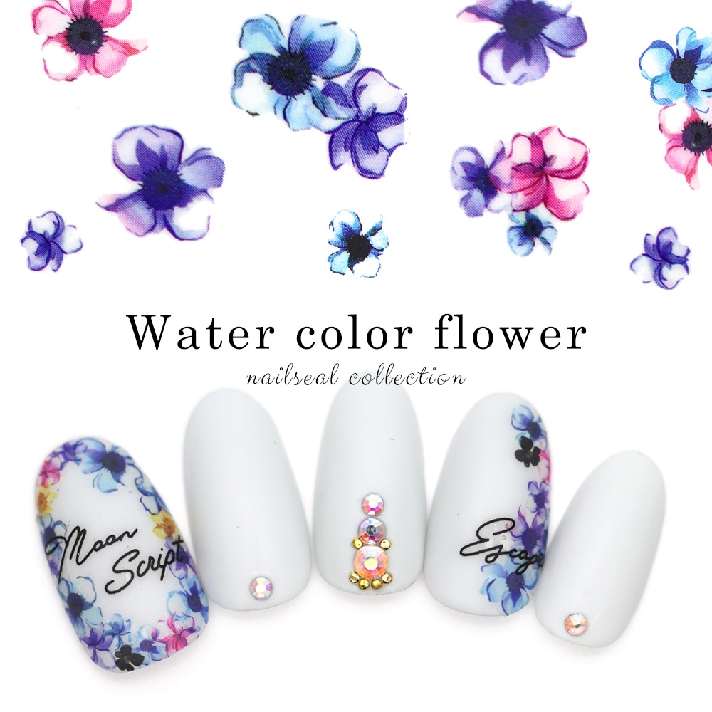ネコポス送料無料】ネイルシール 水彩フラワーシール [R145] | ネイル