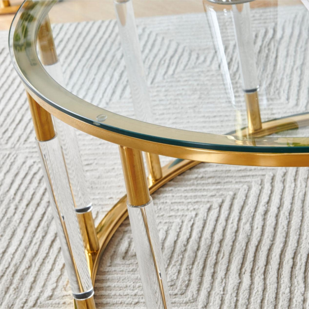 ゴールド 小] VeroMan サイドテーブル ソファサイド ガラステーブル