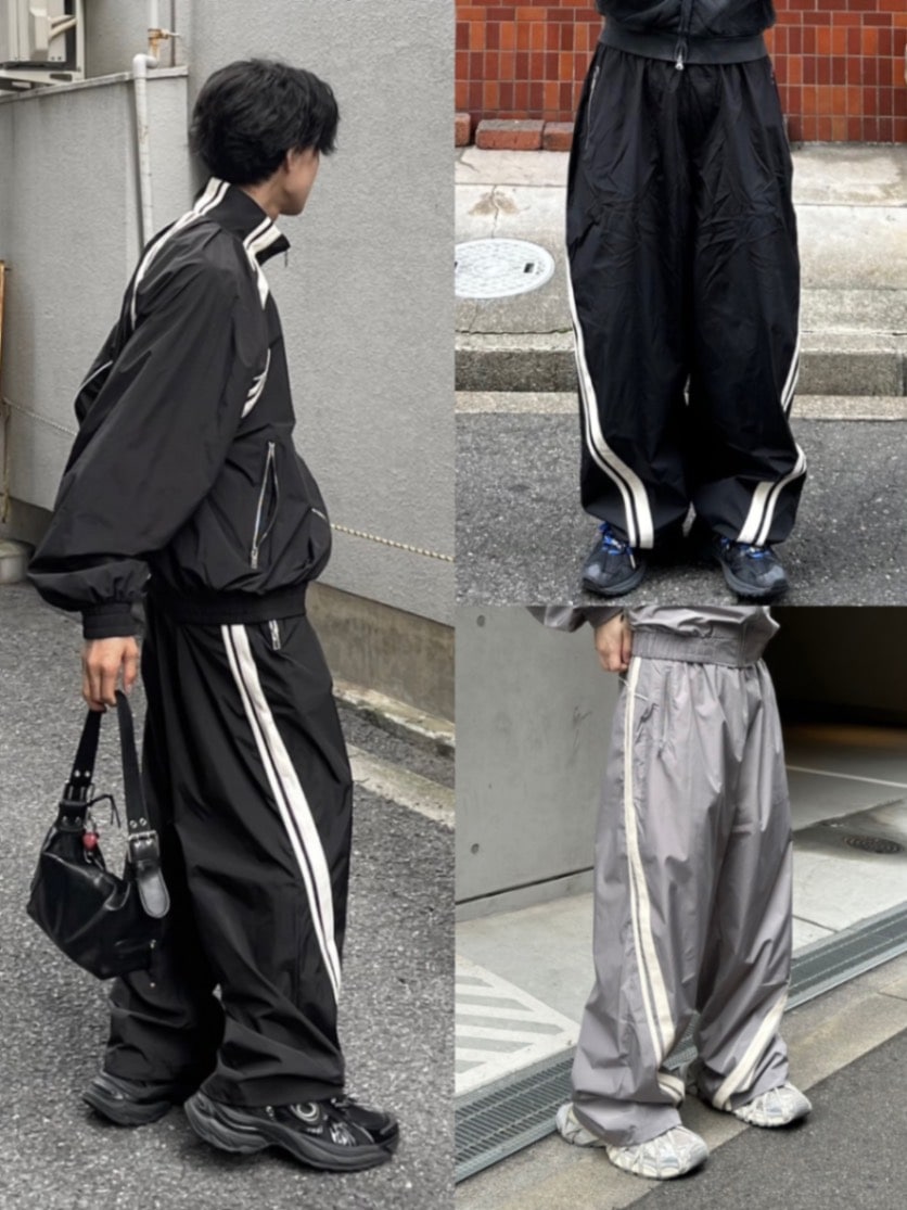 Chikashitsu +】set up side line track pants (2color