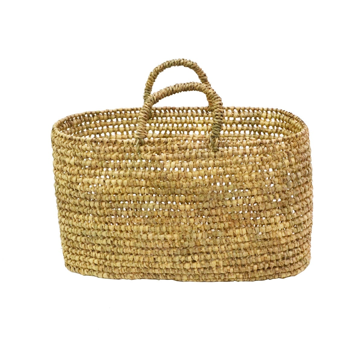 モロッコ製 椰子 マルシェバッグ オーバルバスケット L 籠