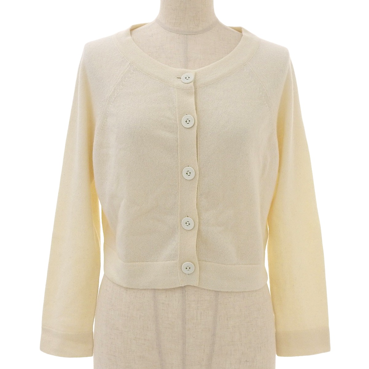 シャネル CHANEL ニット カーディガン ショート丈 カシミア オフ