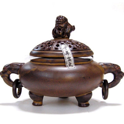 化粧箱入り 陶器 獅子香炉(獅決) 香立て 【送料無料】｜開運,風水