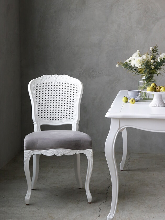 SGDダイニングチェアCHARM BDホワイト&ライトグレーベルベット