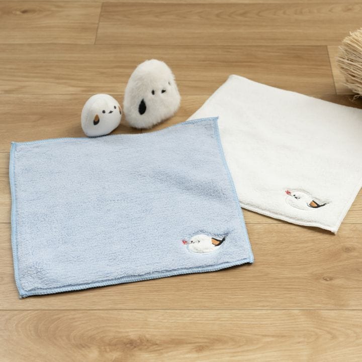 SDS シマエナガちゃん ミニタオル 約25×25cm ブルー/ホワイト