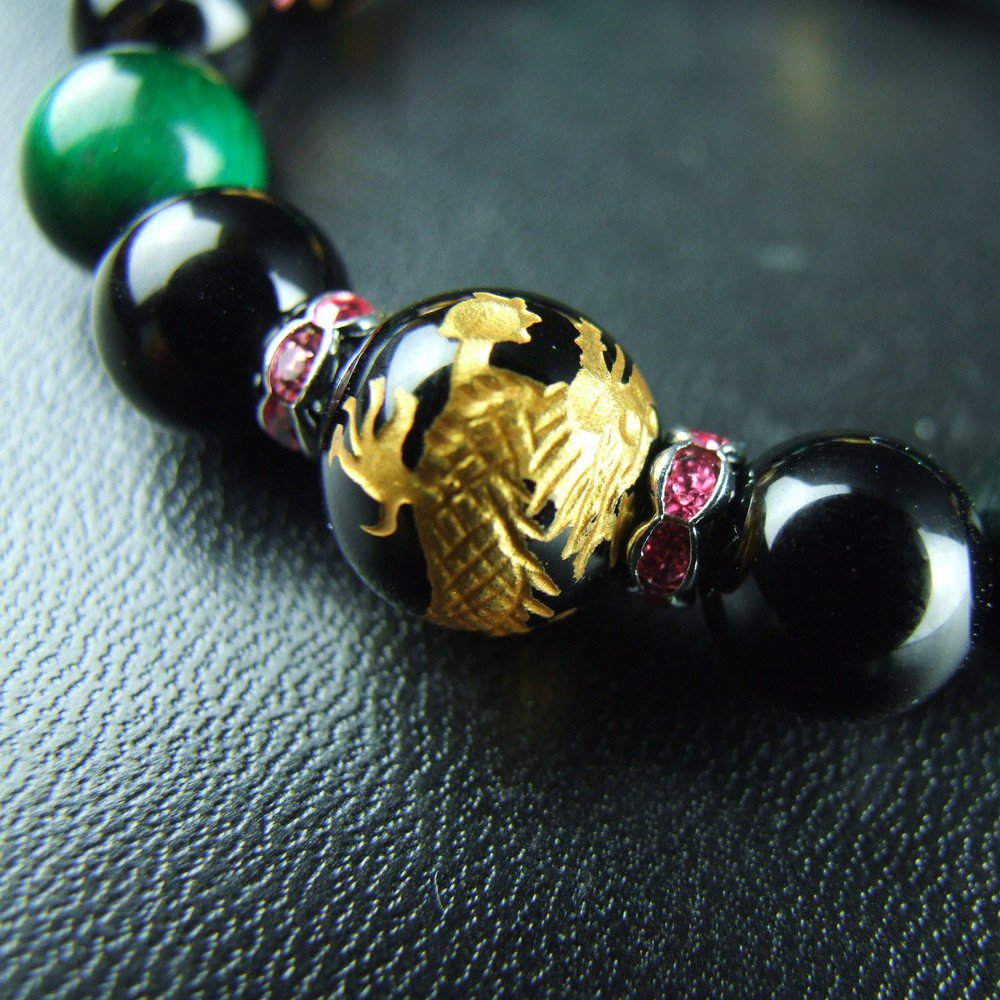 金運・仕事運・洞察力 メンズ【グリーンタイガーアイ&ブルータイガー