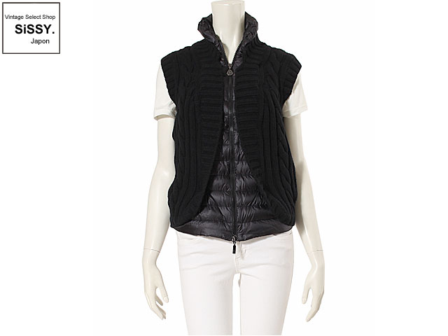 MONCLER モンクレール ニットダウンベスト ウール ナイロン 黒 S