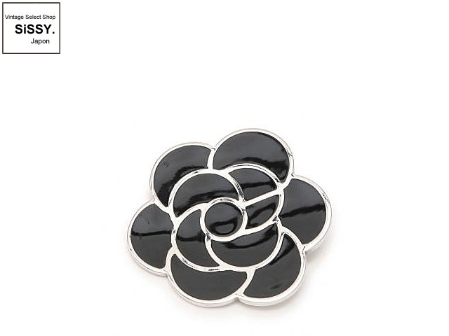 CHANEL シャネル カメリア ブローチ メタル シルバー ブラック