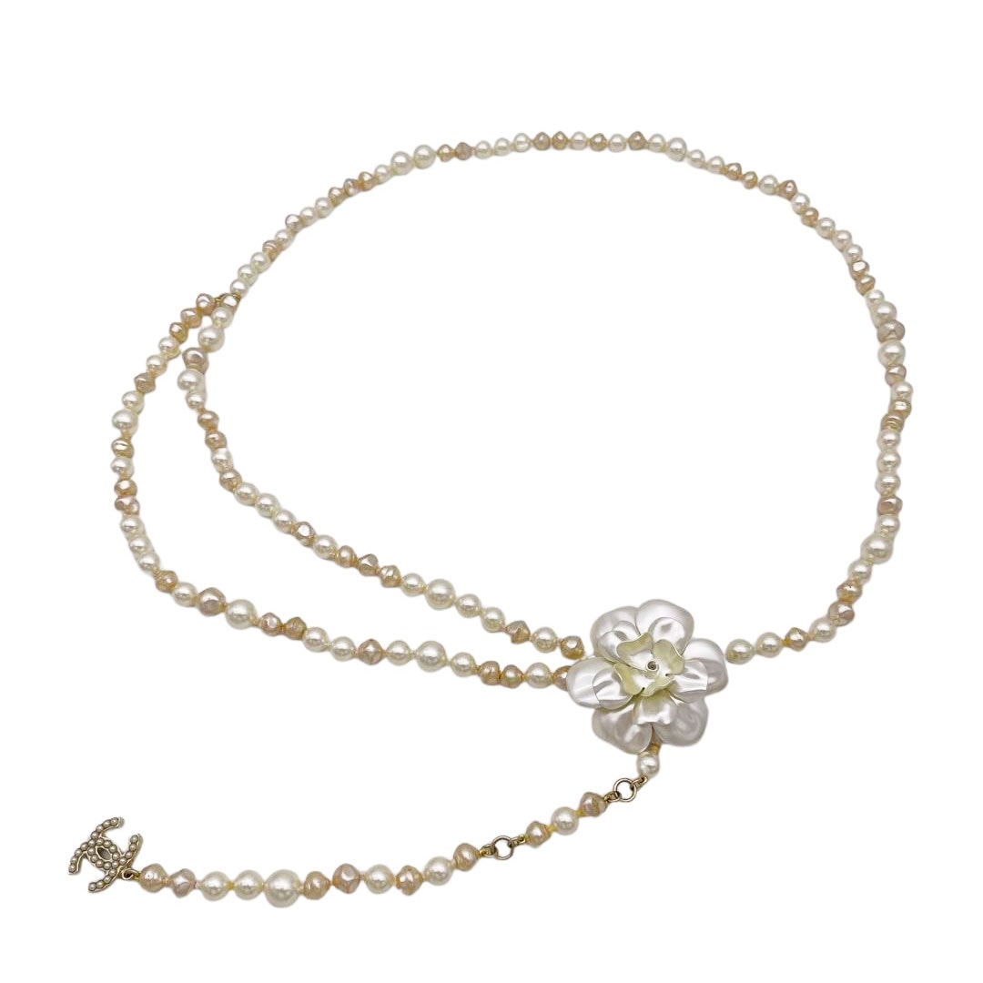 CHANEL シャネル チェーンベルト フェイクパール カメリア ココマーク