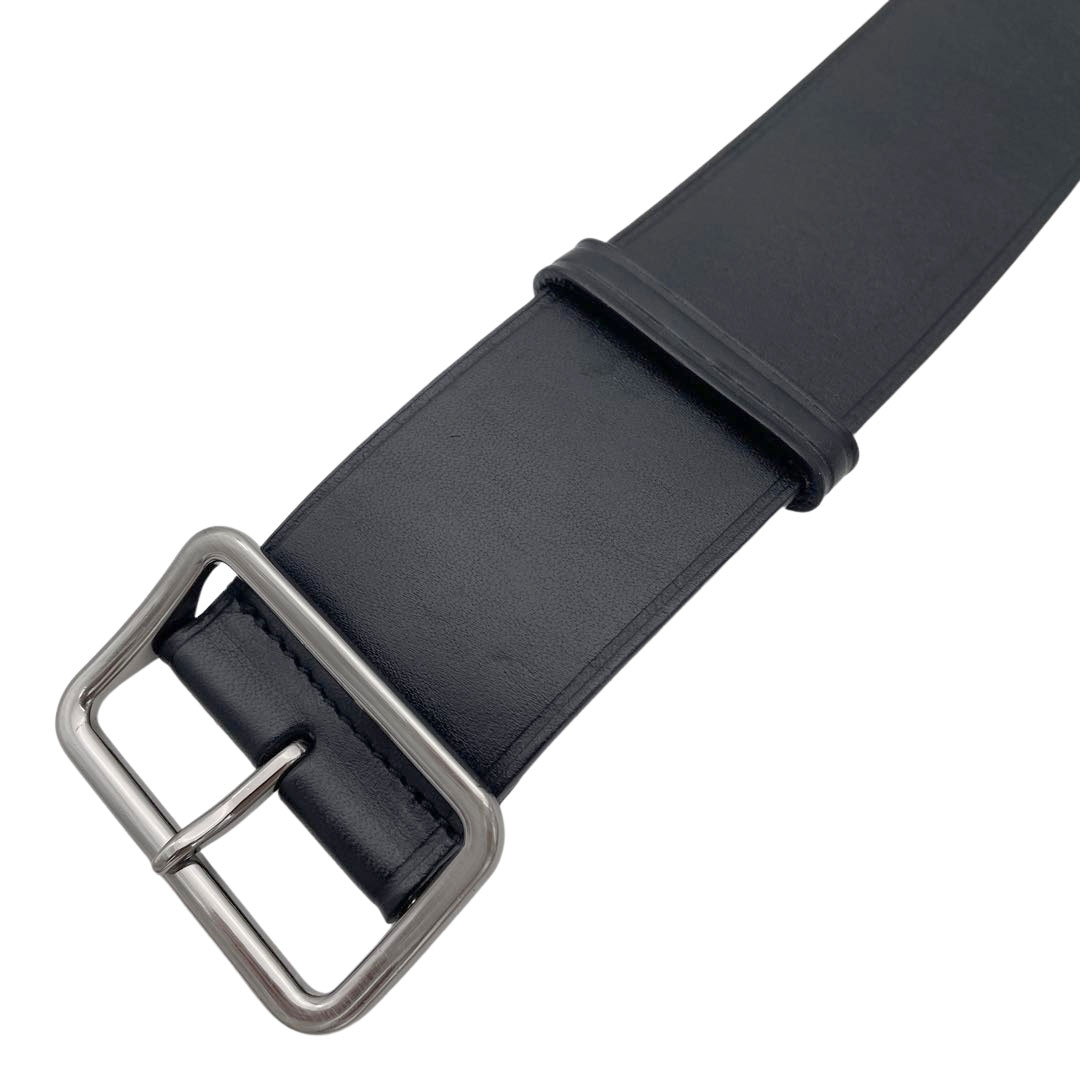 JIL SANDER ジルサンダー レザーベルト 34(ドイツ) ブラック シルバー