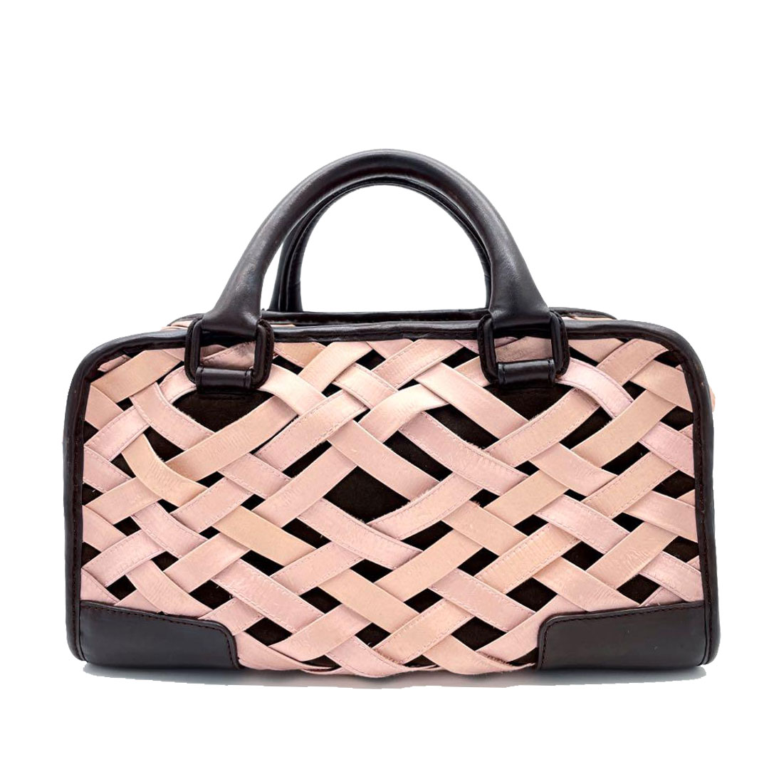 LOEWE ロエベ ハンドバッグ アマソナ28 レザー サテン ダークブラウン