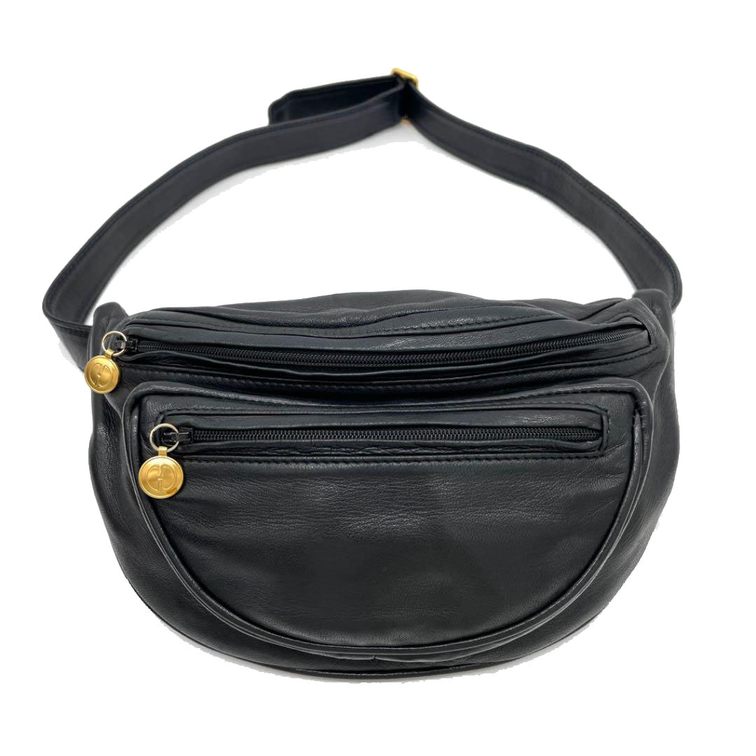 GUCCI グッチ オールドグッチ ウエストバッグ レザー ブラック