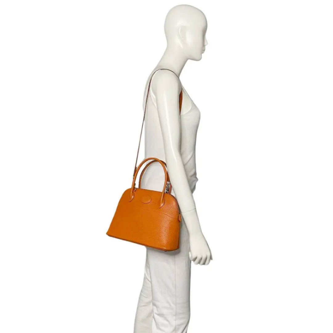 HERMES エルメス ボリード27 2WAYハンドバッグ シェーブル オレンジ系