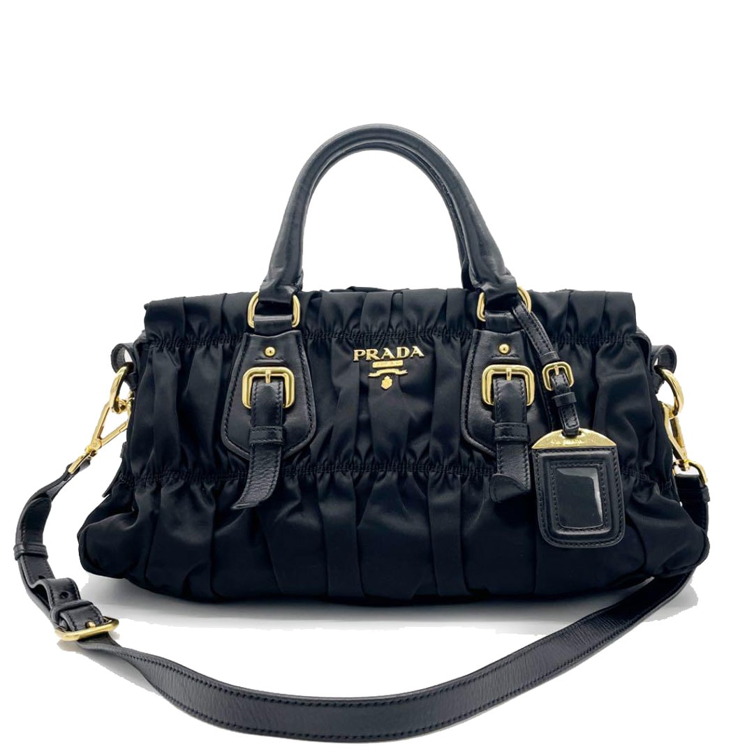 PRADA プラダ 2WAY ショルダーバッグ ナイロン レザー ブラック