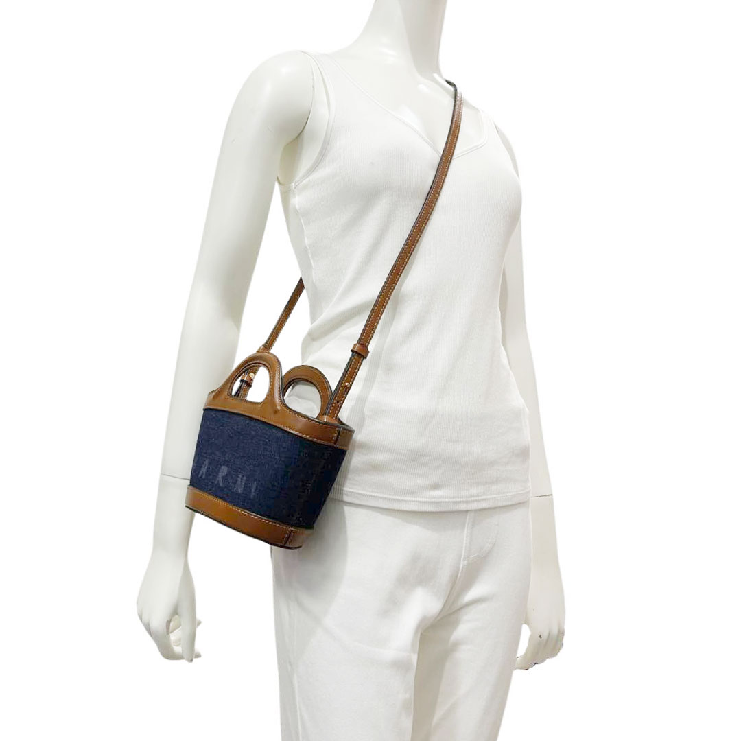 MARNI マルニ トロピカリア マイクロ 2WAY カゴバッグ デニム&レザー