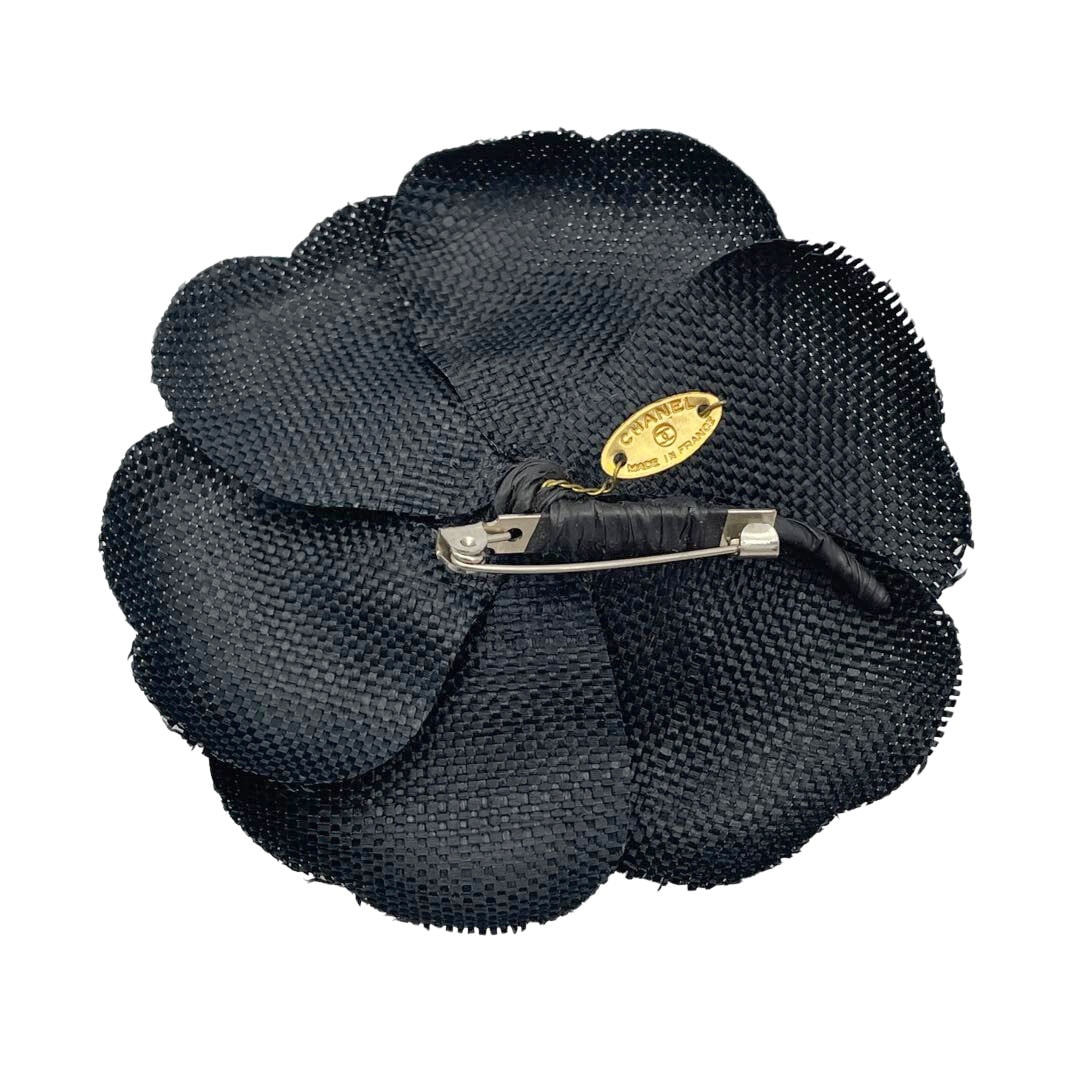 CHANEL シャネル コサージュ カメリア フラワー キャンバス ブラック