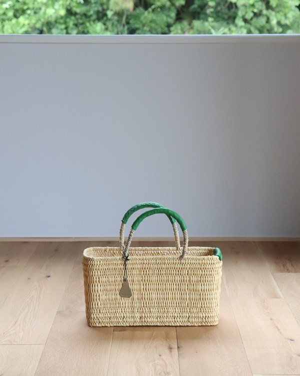 WARANGWAYAN(ワランワヤン) ストローバスケット 四角 浅 ブラック S