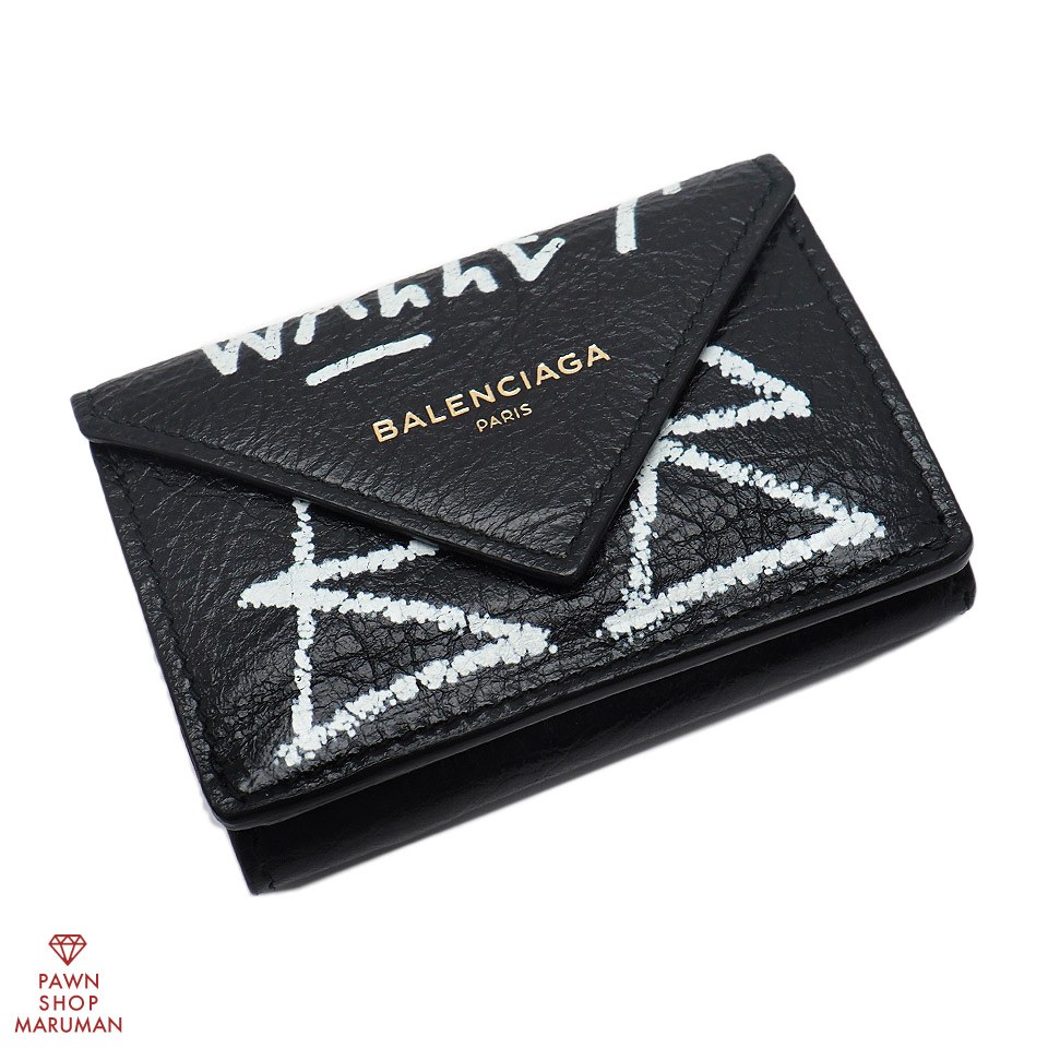 バレンシアガ グラフィティレザー ペーパーミニ コンパクトウォレット