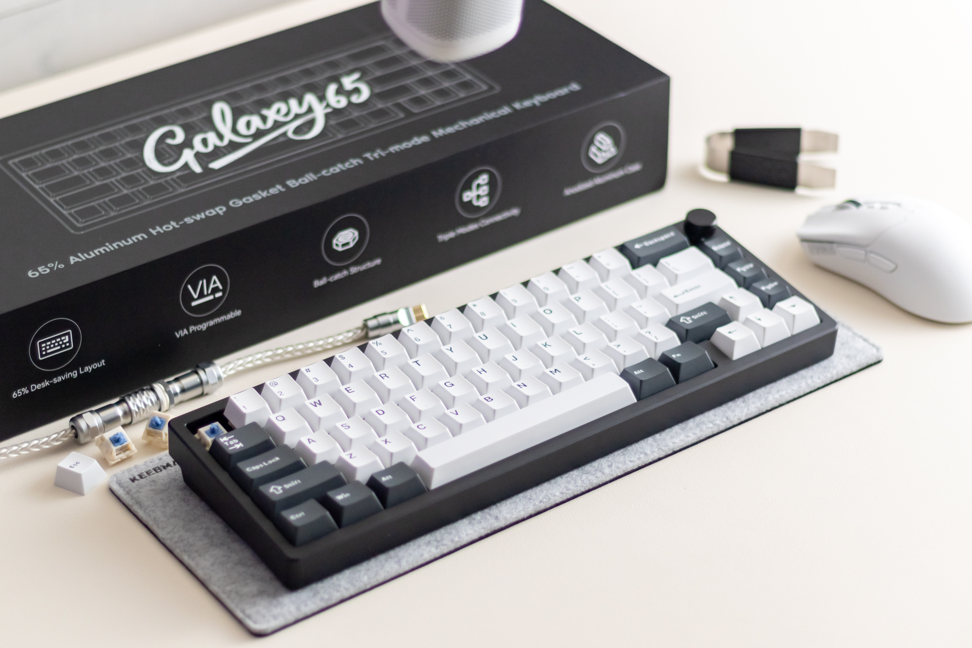 Epomaker Galaxy65 レビュー【ボールキャッチ構造＋全部入り】QMK/VIA