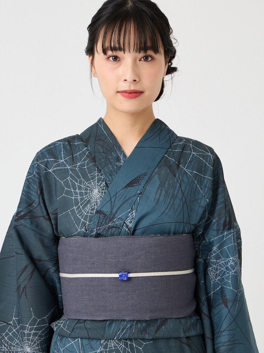 浴衣単品「 ススキと蜘蛛の巣 」(FREE ダークグレー): ふりふ ｜ミマツ