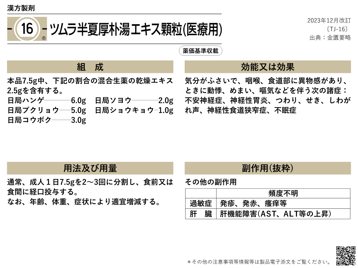 半夏厚朴湯の処方解説 | ツムラ医療関係者向けサイト | 株式会社ツムラ