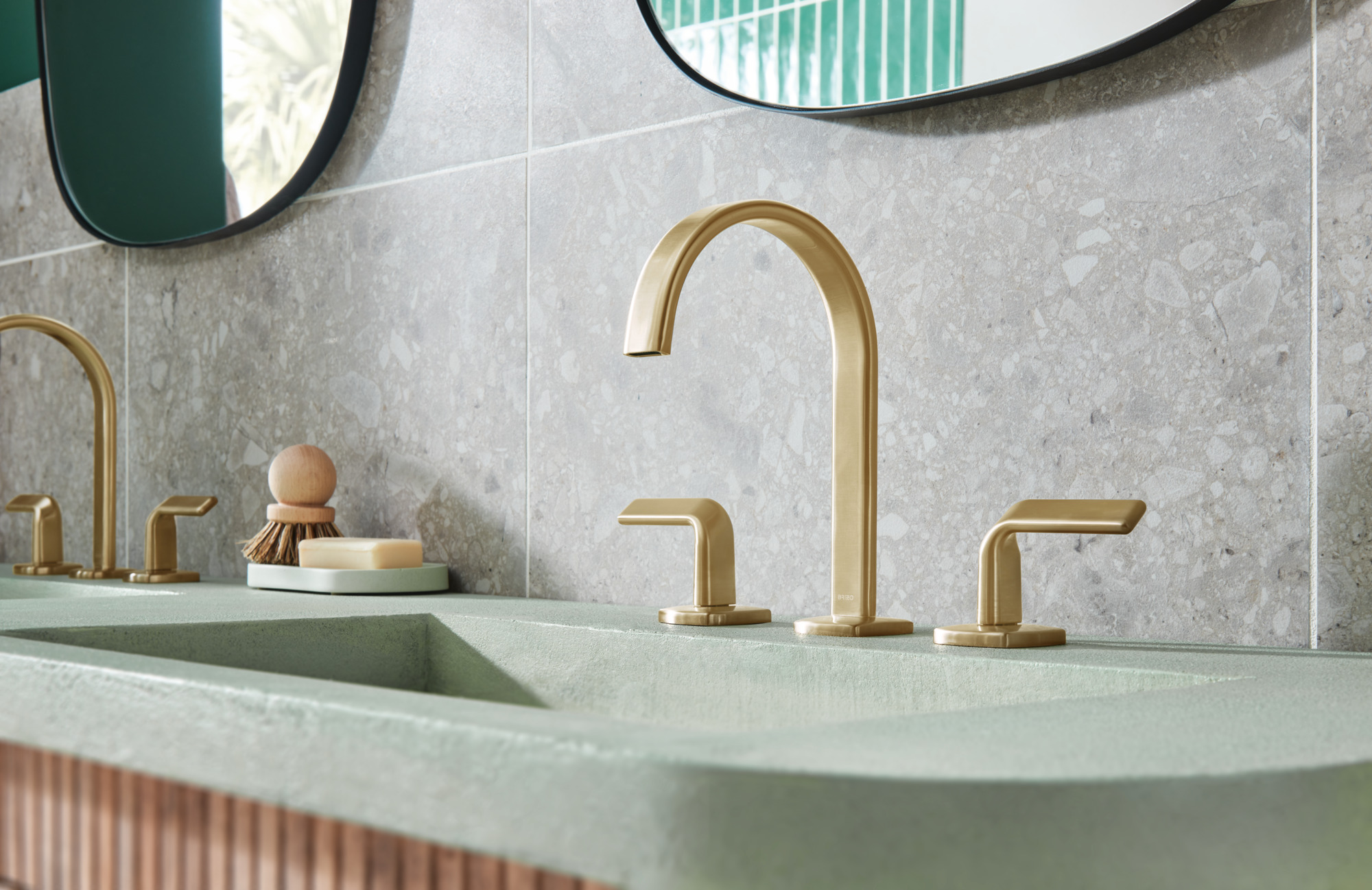 Allaria® | Widespread Lavatory Faucet with Arc Spout - Less Handles