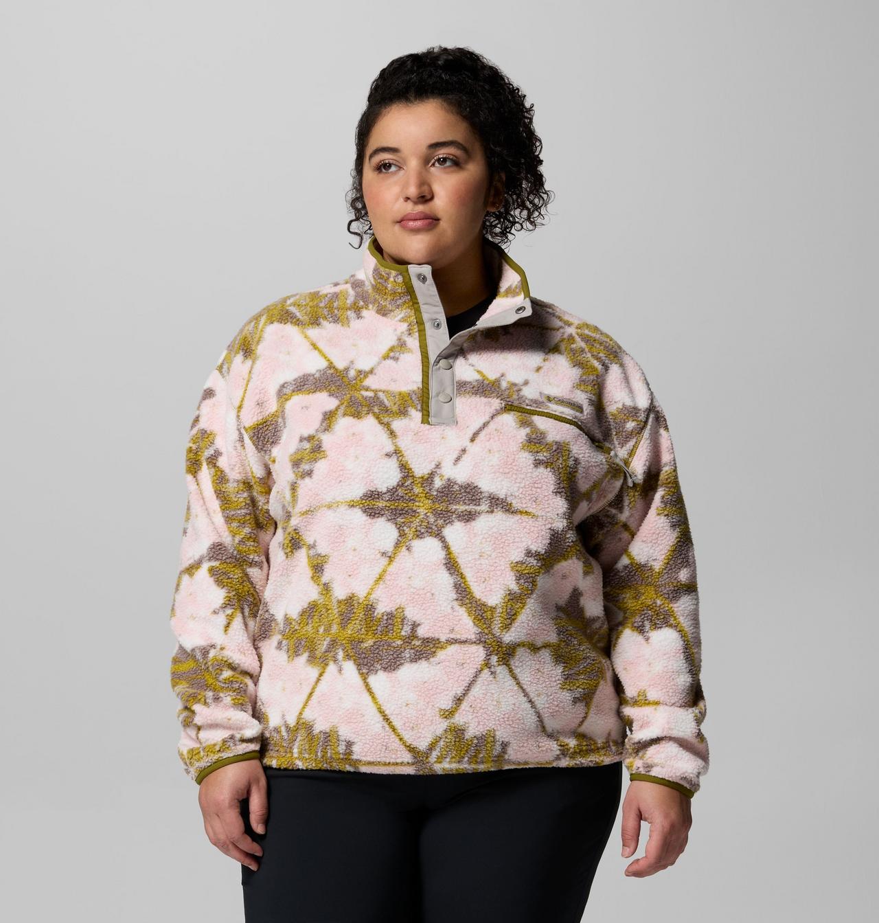 Women's Helvetia II Printed Cropped Half Snap Fleece Pullover