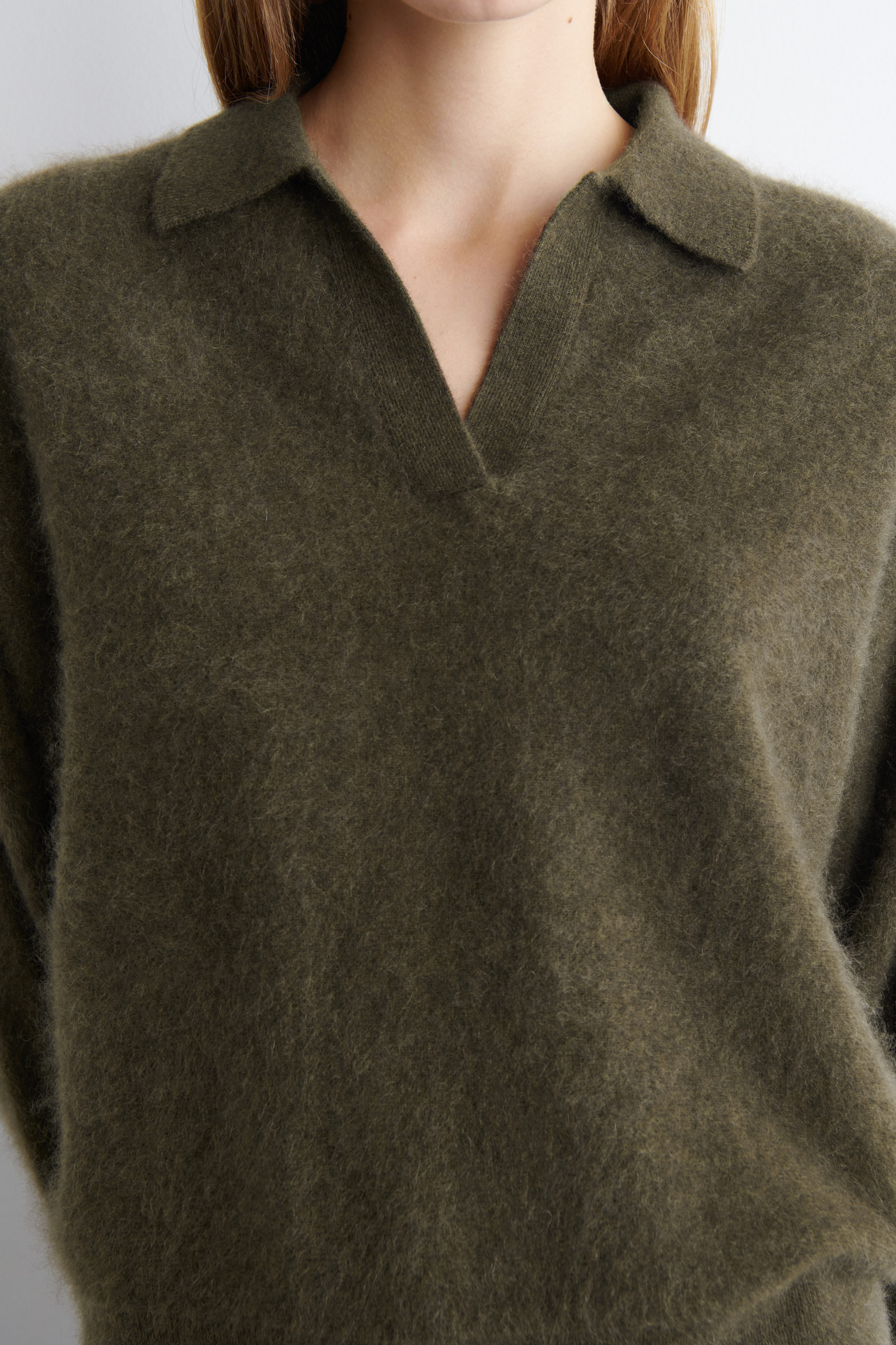 BRUSHED-CASHMERE POLO SWEATER - KHAKI | COS US