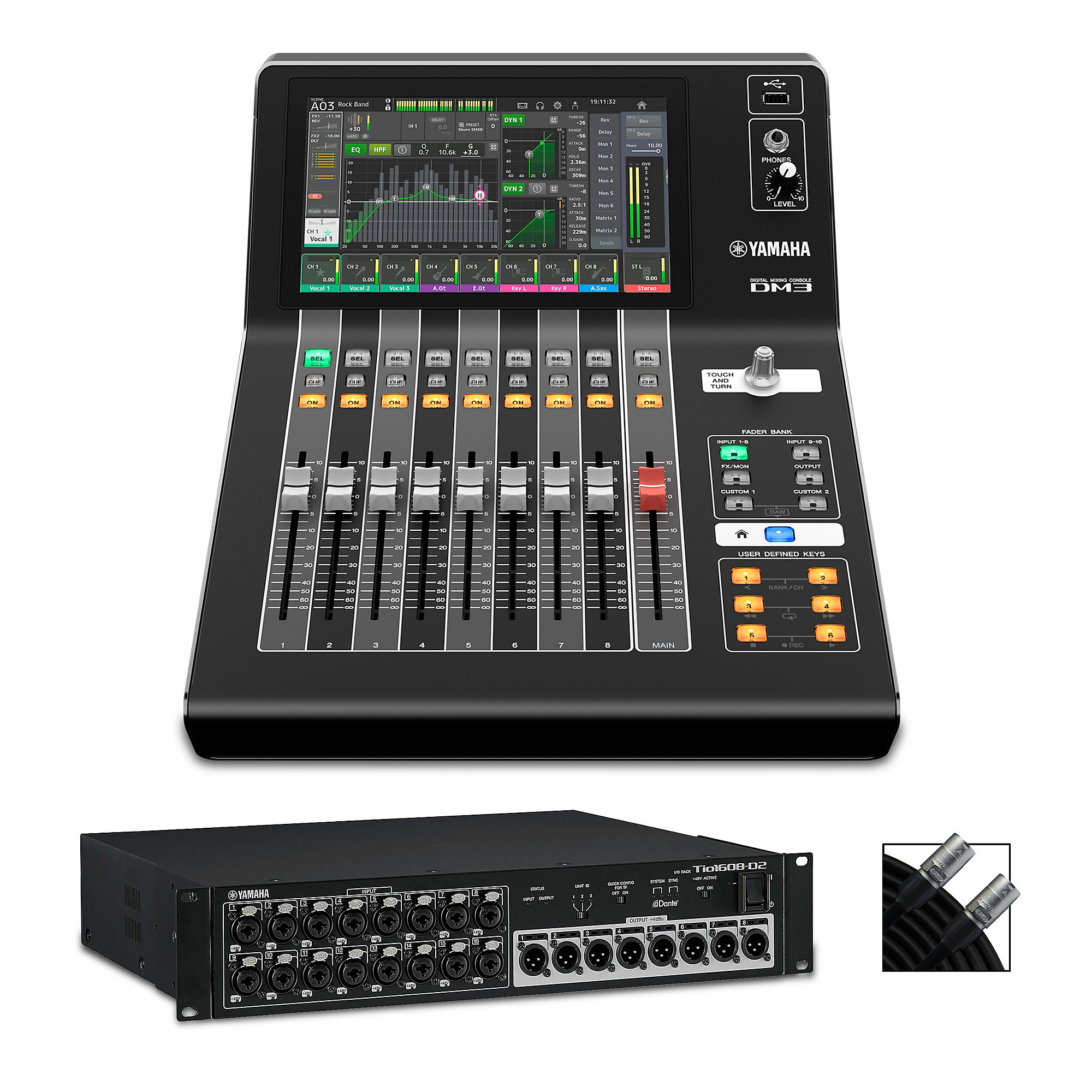 Yamaha DM3-D Ultracompact Digital Mixer With Tio1608-D2 Dante