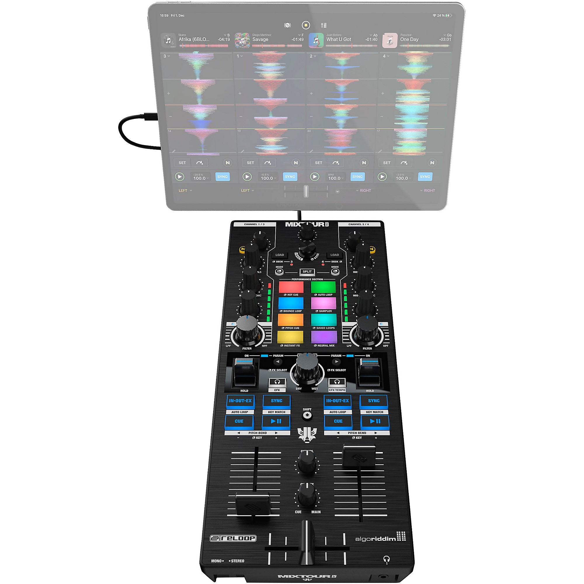 Reloop Reloop Mixtour Pro Portable 4-Deck DJ Controller | Guitar