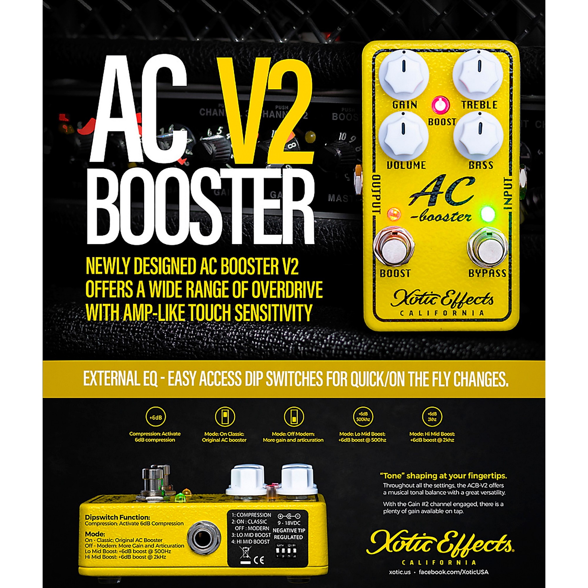 Xotic AC Booster V2 Effects Pedal Yellow | Guitar Center