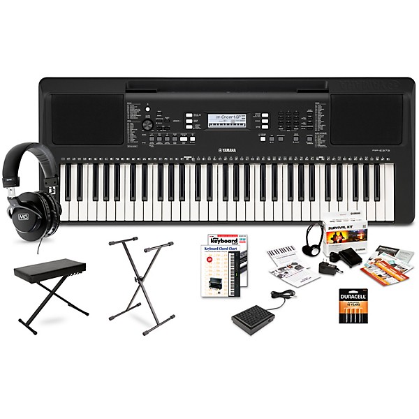 Yamaha PSR-E373 61-Key Portable Keyboard Deluxe Package | Guitar