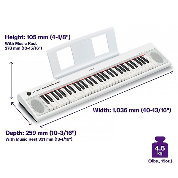 Yamaha Piaggero NP-12 61-Key Portable Keyboard With Power Adapter