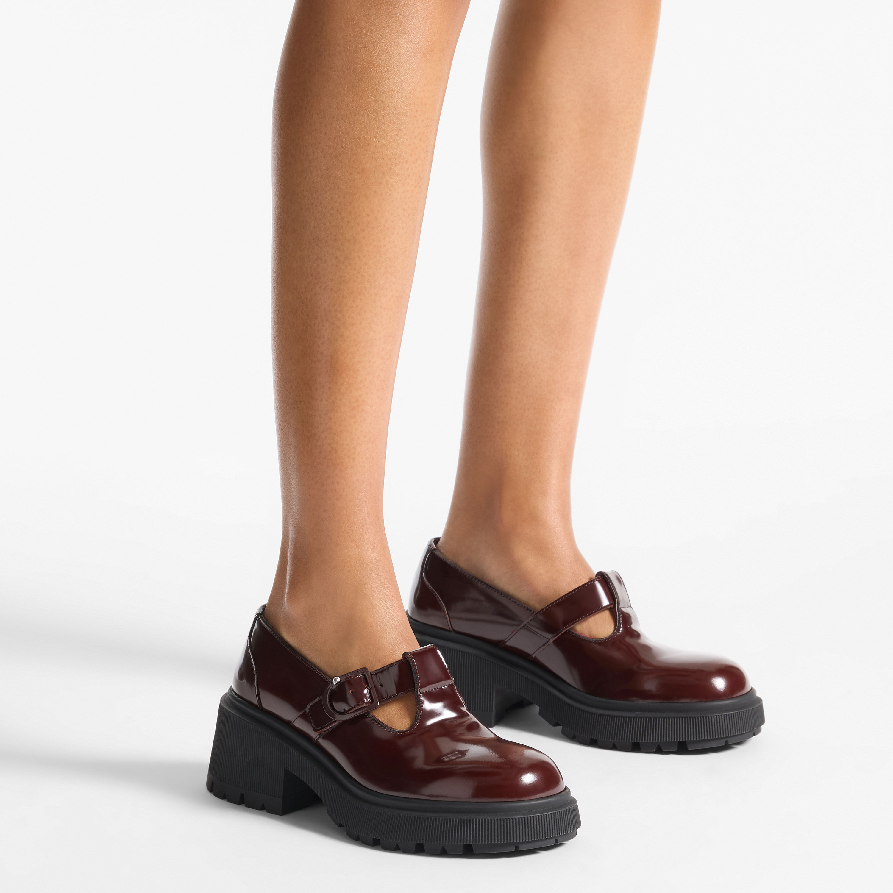 イクセン フラット | ダークチェスナット ポリッシュドカーフレザー