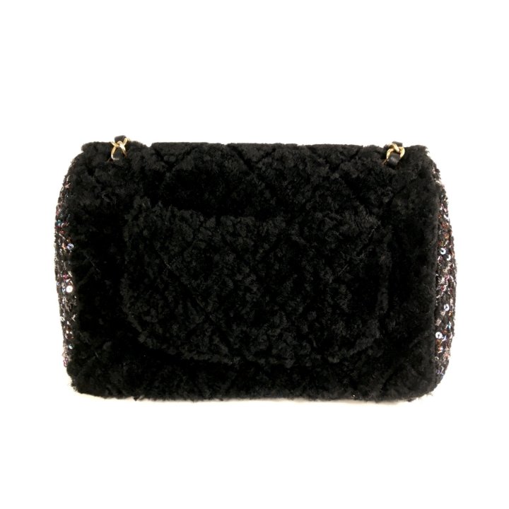 Chanel Seasonal Small Flap Black Shearling - Luxe Du Jour