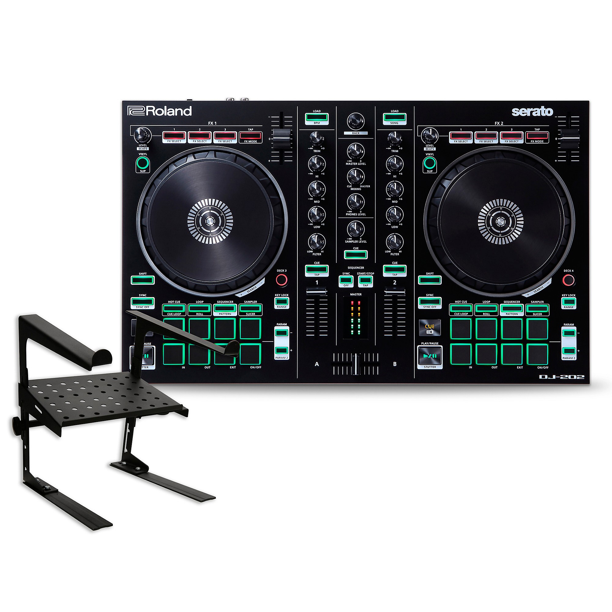 Roland DJ-202 DJ Controller With Laptop Stand | Music & Arts