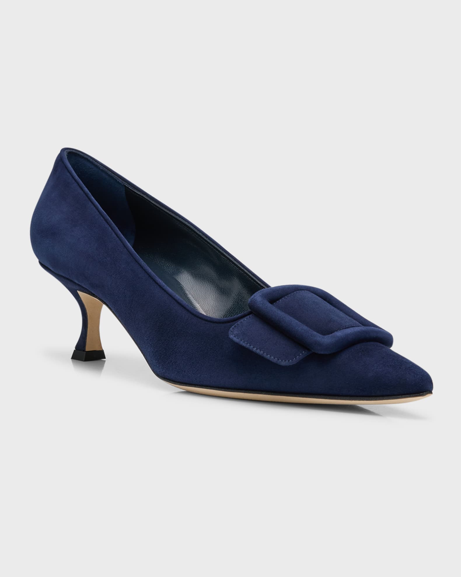 Manolo Blahnik Maysale Suede Buckle Pumps | Neiman Marcus
