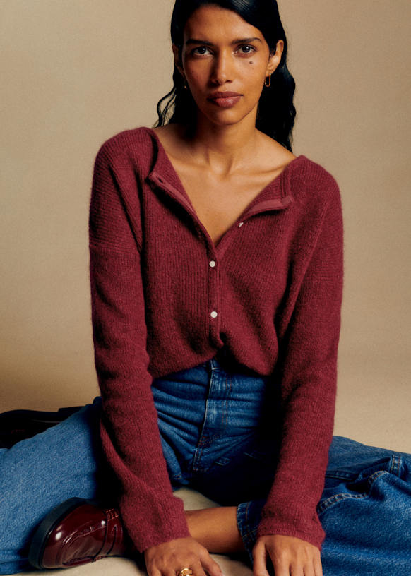 Gaspardカーディガン - キャメル - スーパーキッドモヘア - Sézane