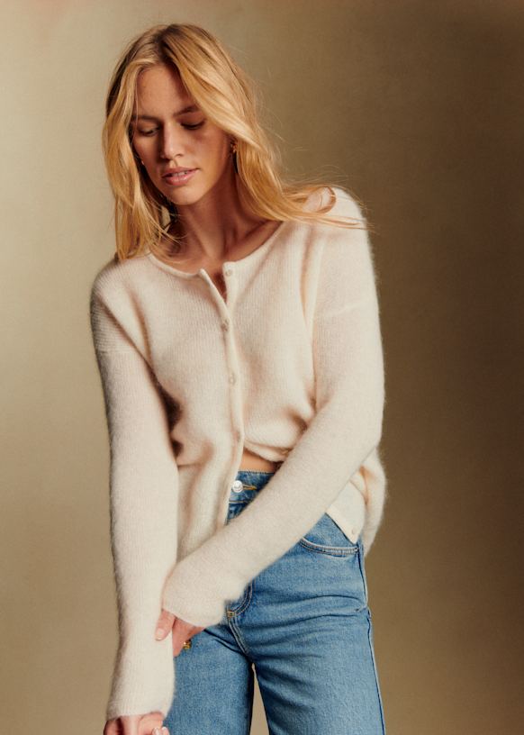 Gaspard Cardigan - Light Beige - Super kid mohair - Sézane