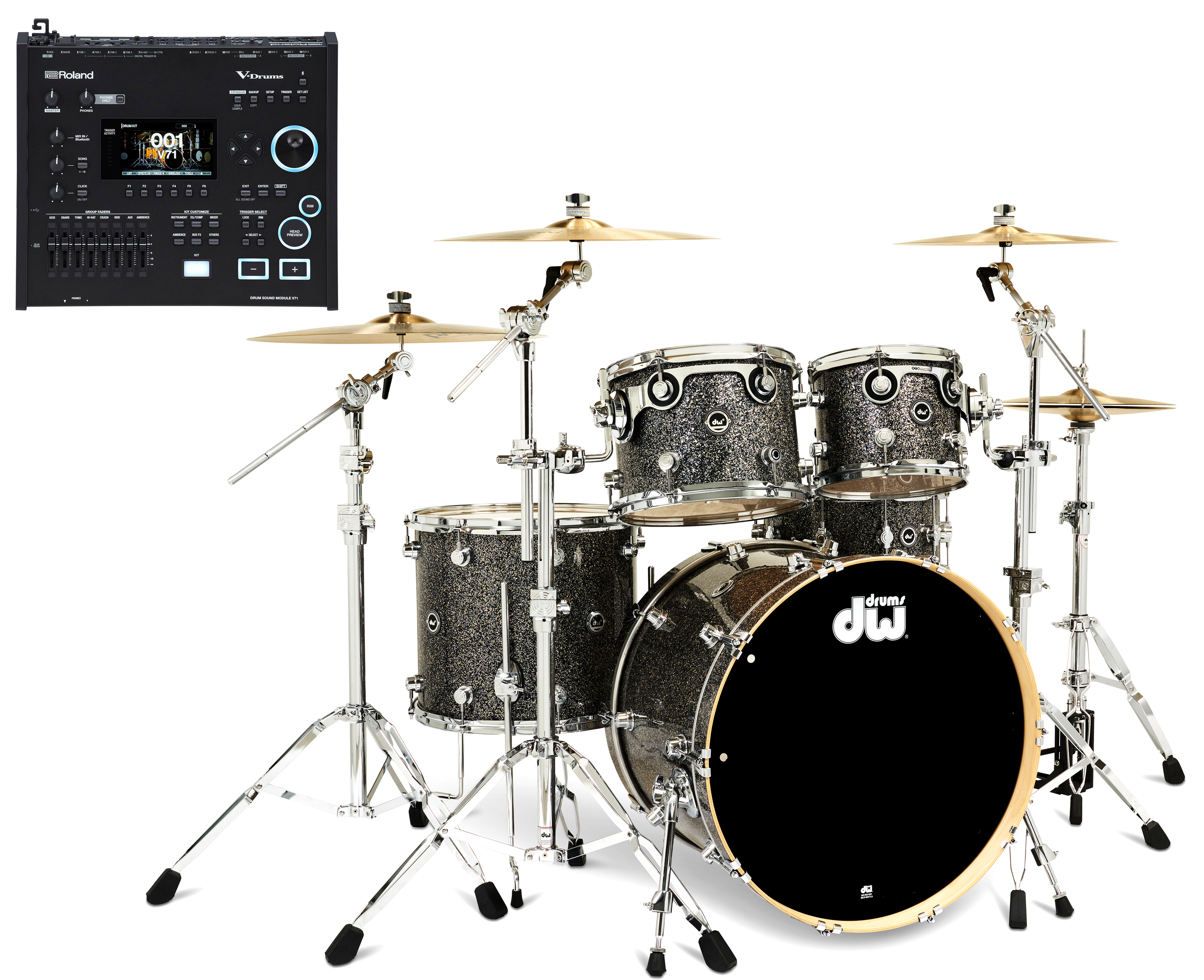 DW DWe 5-piece Shell Pack and Electronic Cymbal Bundle with V71