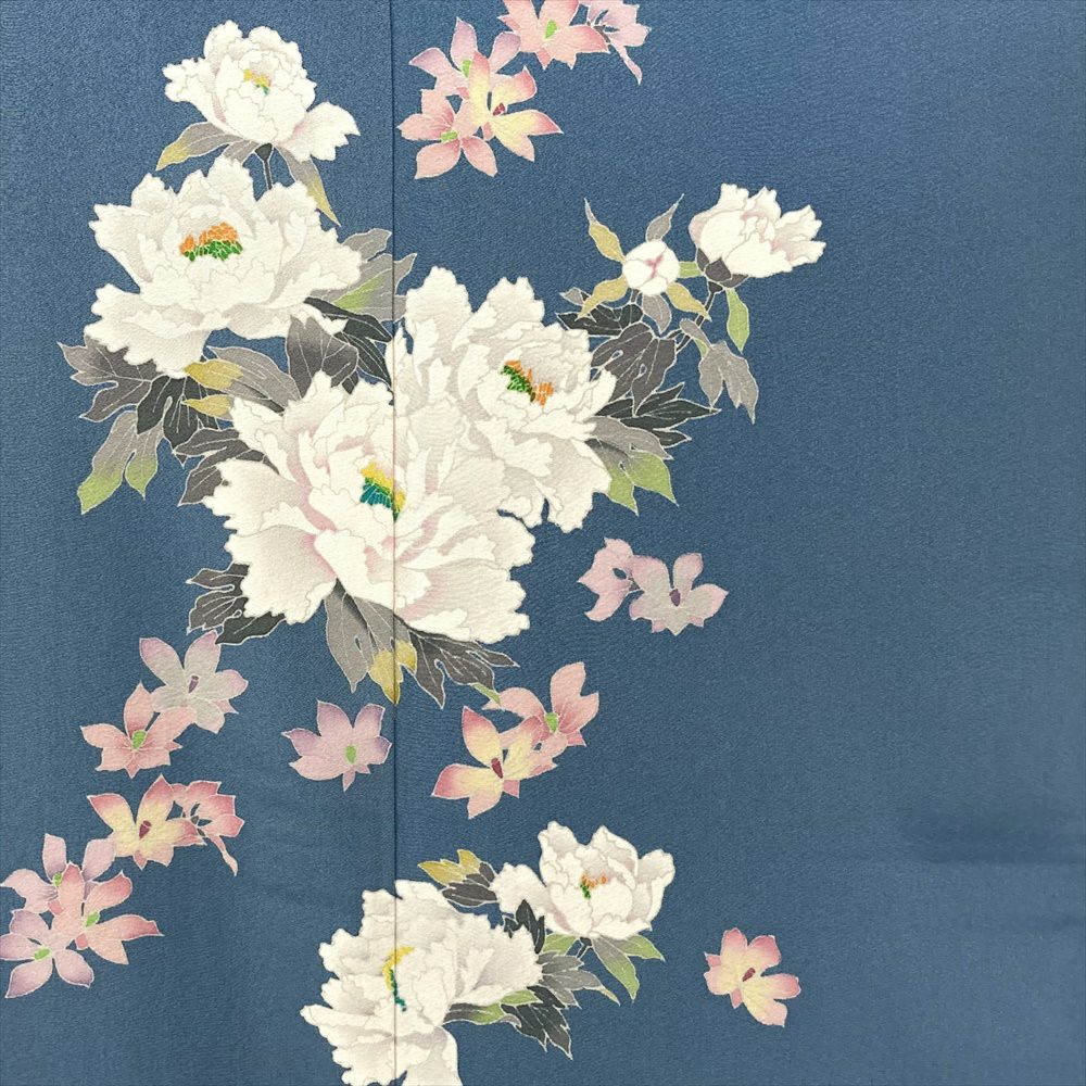 中古） 特撰加賀友禅 奥田勝将 訪問着 薄群青色 フォーマル 染め