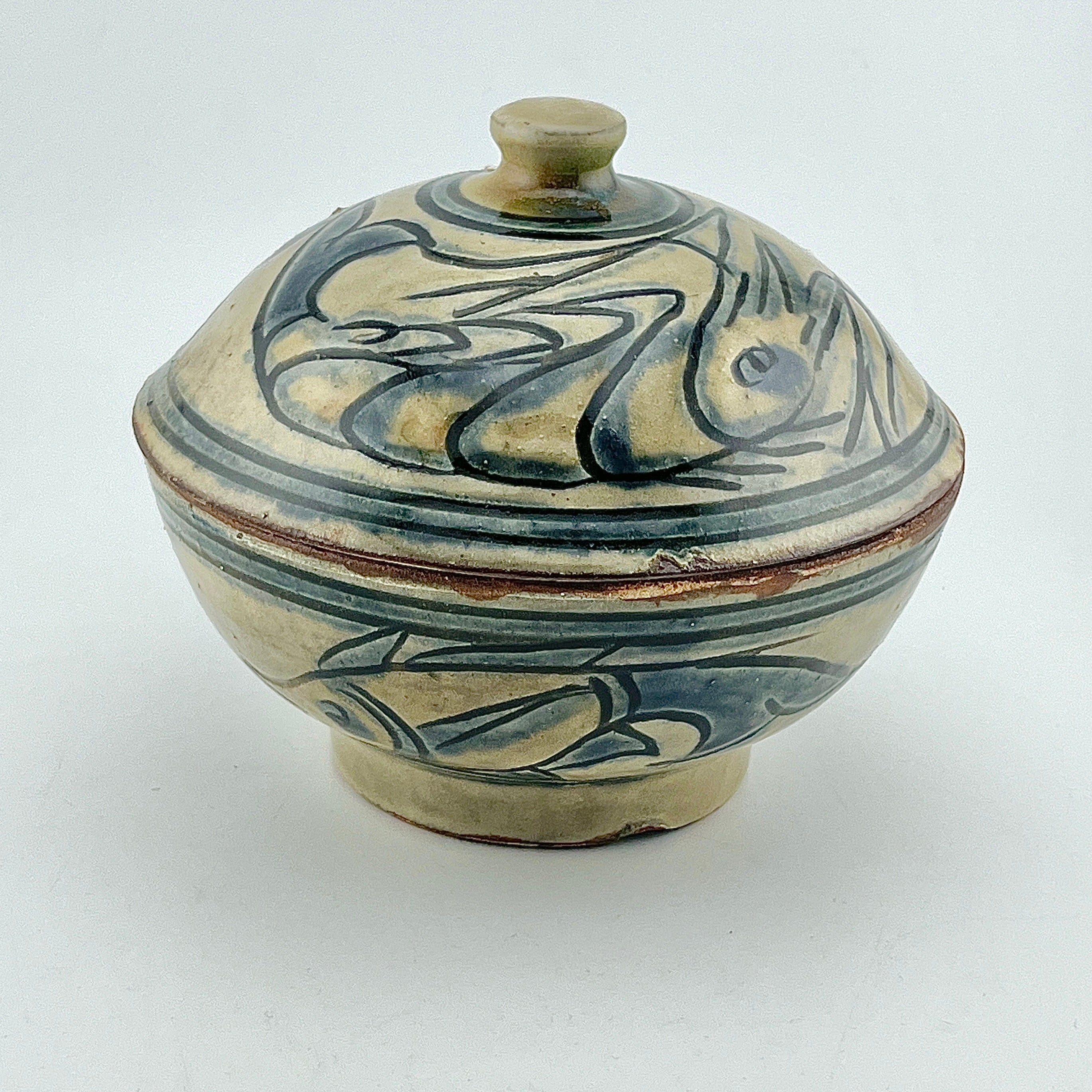 人間国宝 金城次郎 壷屋焼花瓶 栞 共箱 美品 壺屋焼 笑魚海老紋花瓶