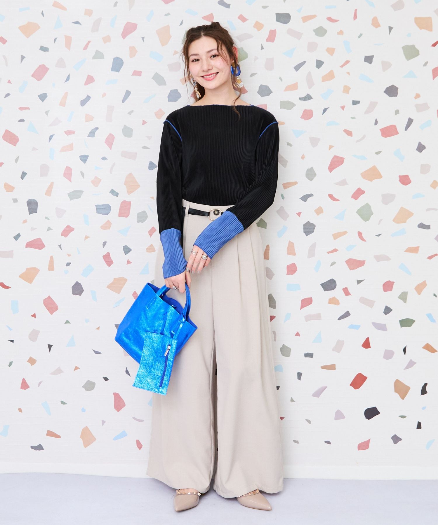 レディース トップス カットソー バイカラー 長袖 薄手｜JETSET SOLO