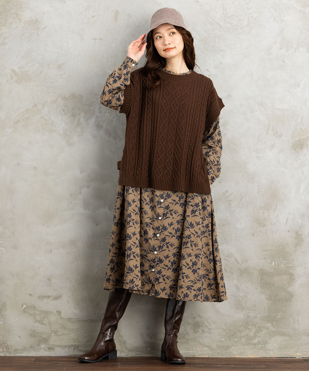 大きいサイズ レディース ワンピース ニットベスト アンサンブル大きい