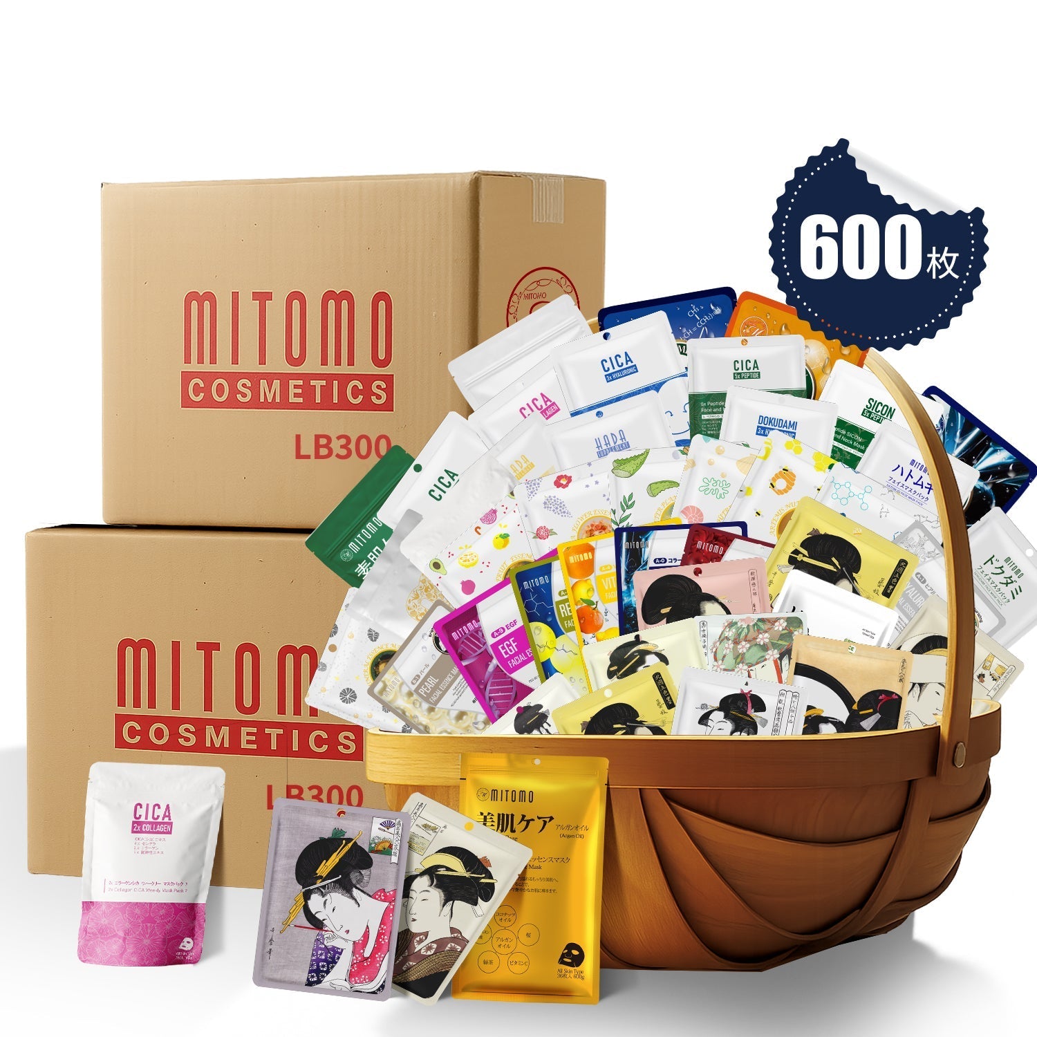 MITOMO 日本製 業務用箱売りシートマスクパック 300枚x2箱 600枚