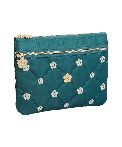 キルトデイジー刺繍 2ファスナーポーチ｜マリークヮントの通販｜&mall